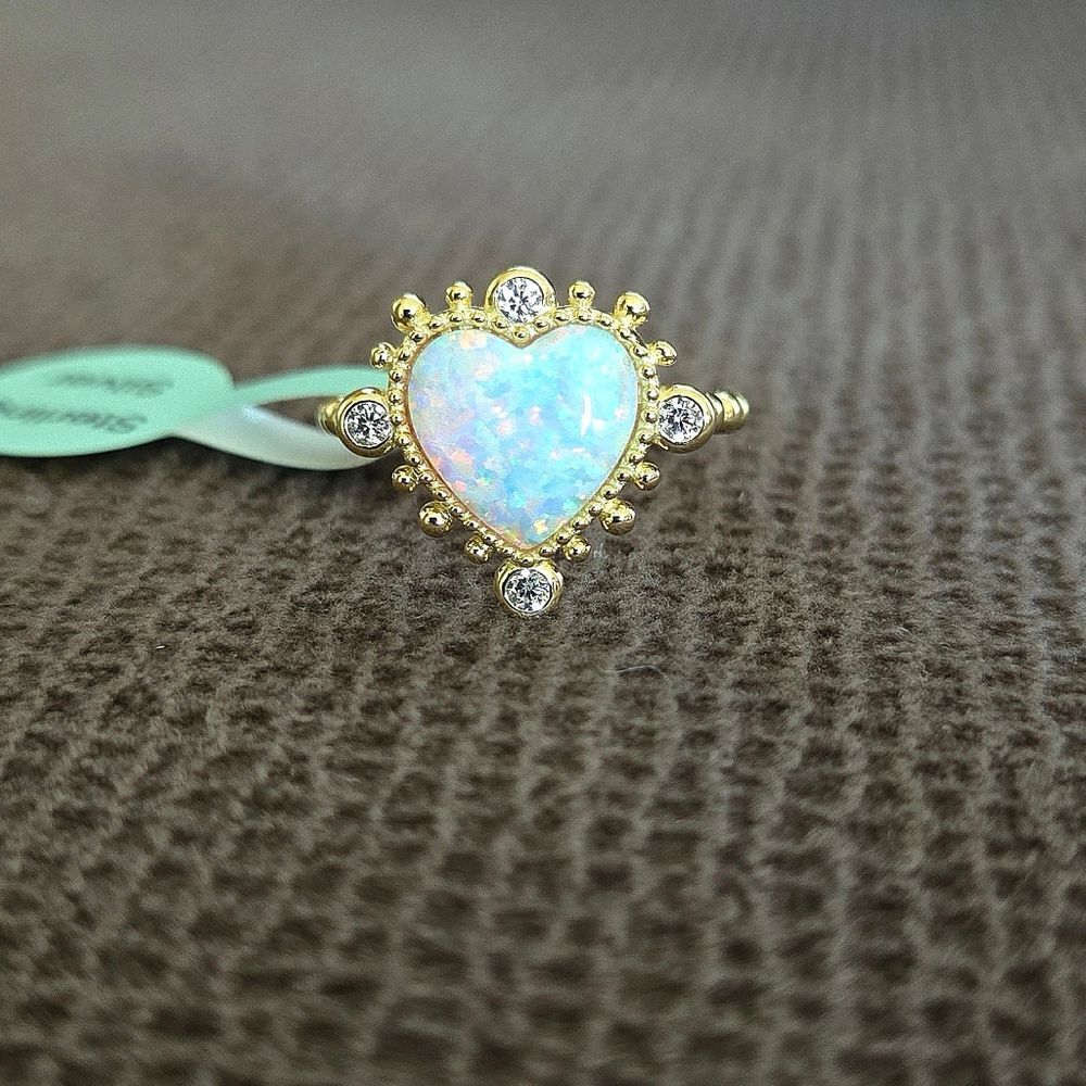Cote d'Argent Lab Created White Fire🔥 Opal Heart Ring💍 - NWT - Picture 4 of 15
